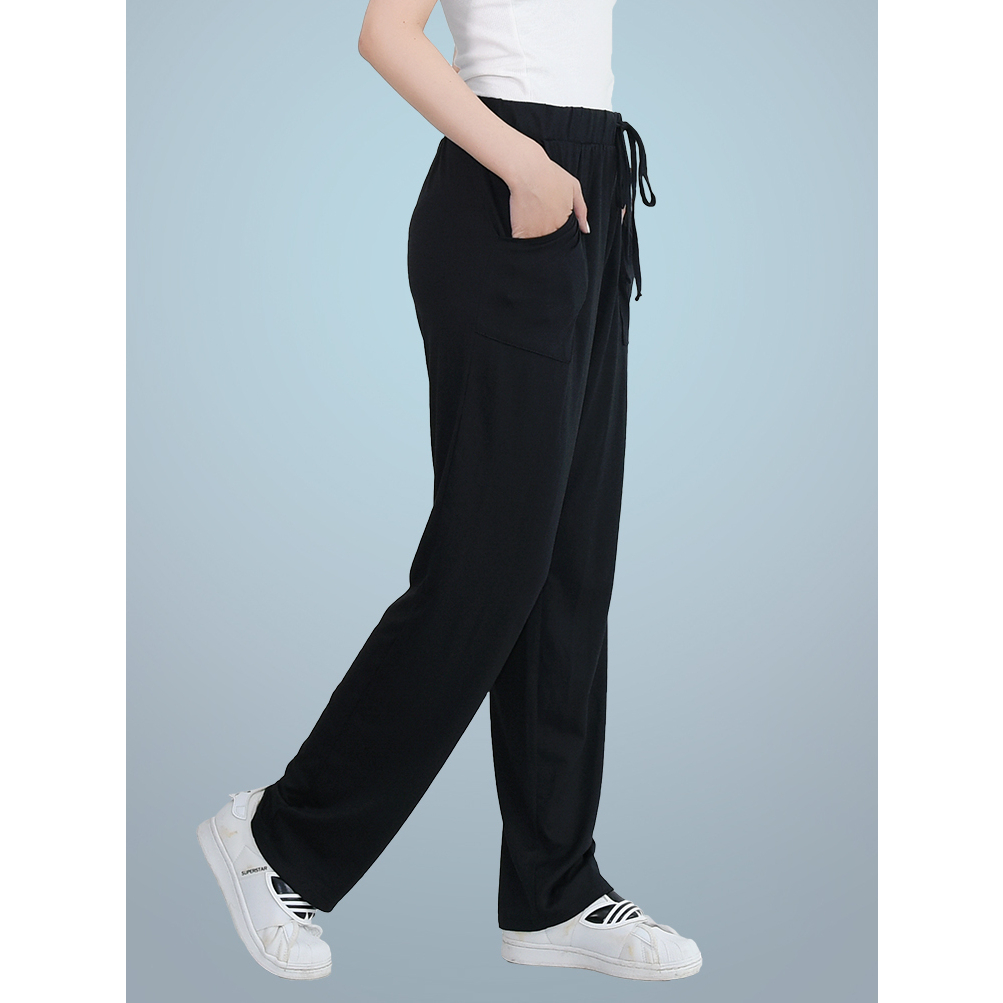 Quần nữ dài, ống đứng lưng thun co giãn có túi