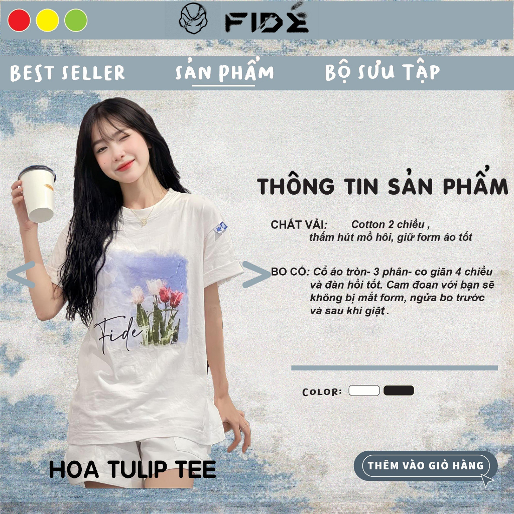 Áo thun FIDE phông unisex nam nữ form rộng ulzzang HOA TULIP