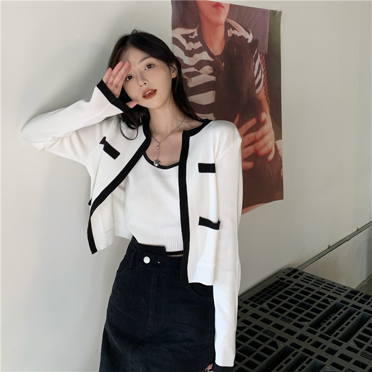 Áo croptop set 2 chi tiết phối túi kẻ viền Forly siêu hot FG127