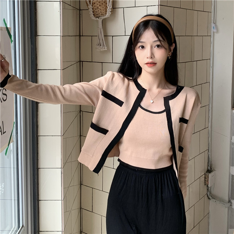 Áo croptop set 2 chi tiết phối túi kẻ viền Forly siêu hot FG127