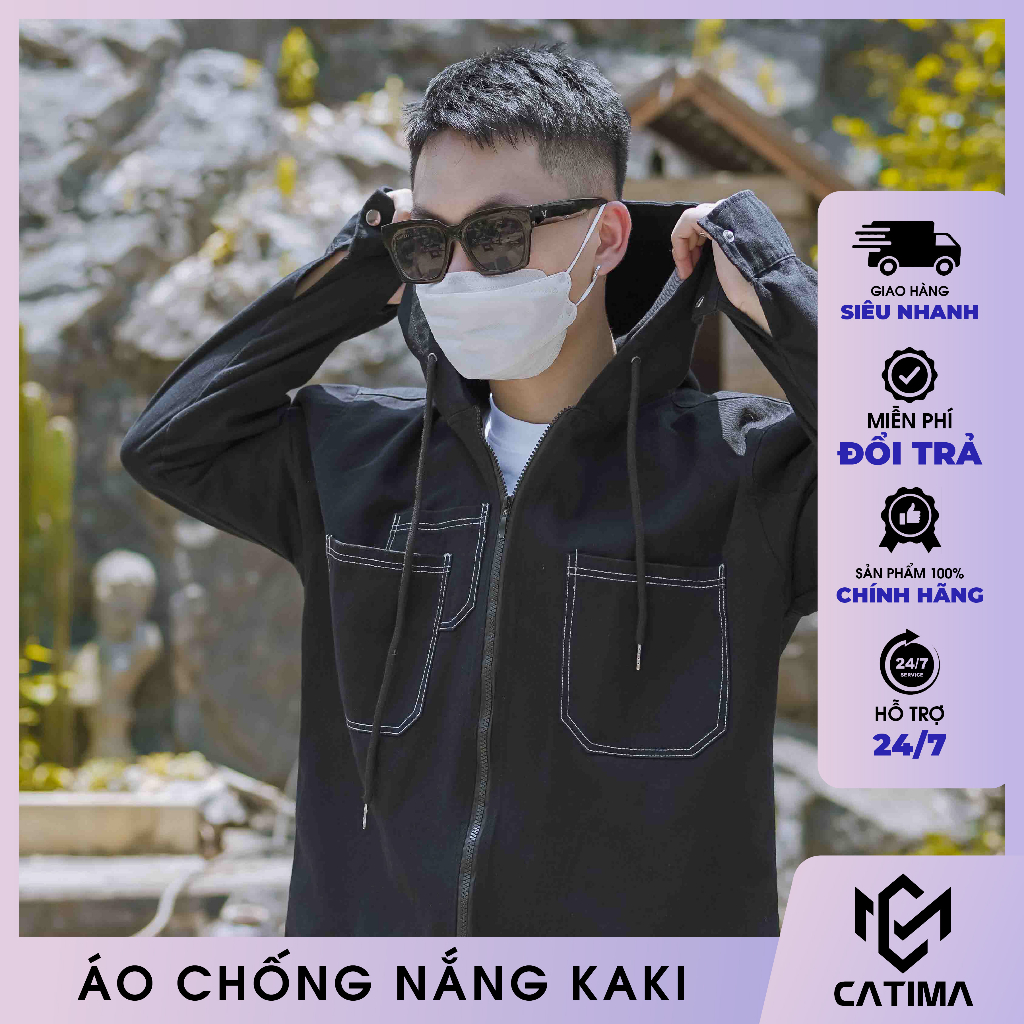 Áo chống nắng nam thoáng mát, chống tia uv, chất vải denim cao cấp cool ngầu UPF50+ Catima
