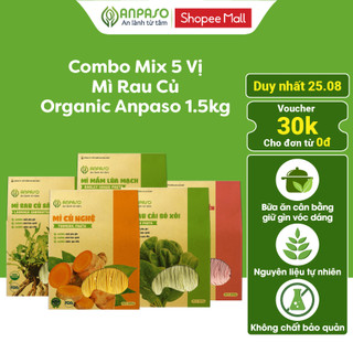  Combo Mix 5 Vị Mì Rau Củ Organic Anpaso 1.5kg 600g  Eat Clean Giảm Cân Ăn Chay Thực Dưỡng Bổ Sung Vitamin 