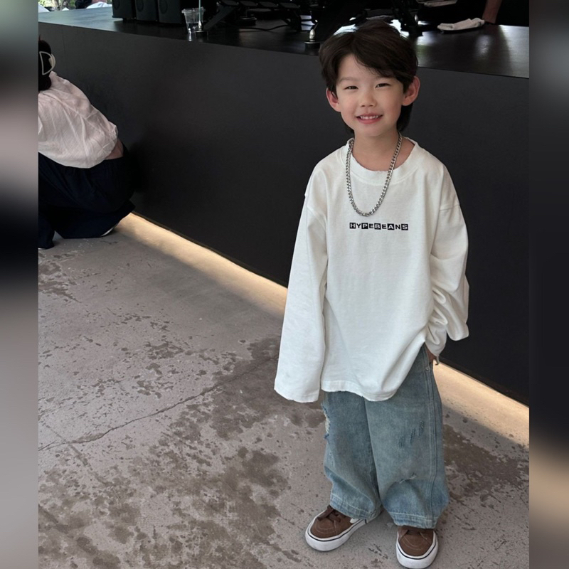 Áo thun dài tay bé trai rách gấu HYP A361 size 90-140, quần áo trẻ em thu đông cao cấp
