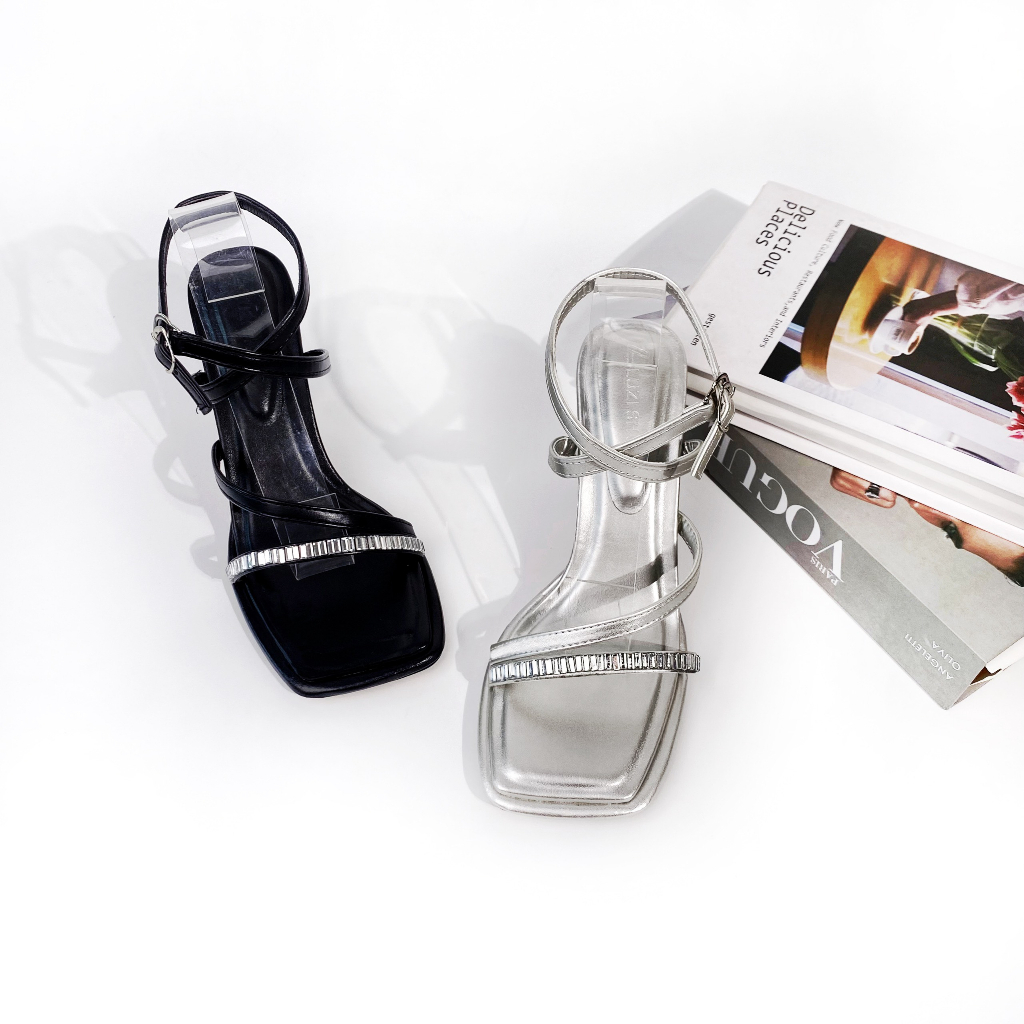 Giày cao gót nữ 9 phân, guốc cao gót đính đá, giày sandal nữ 9 phân, giày nữ hottrend 2023 HD80