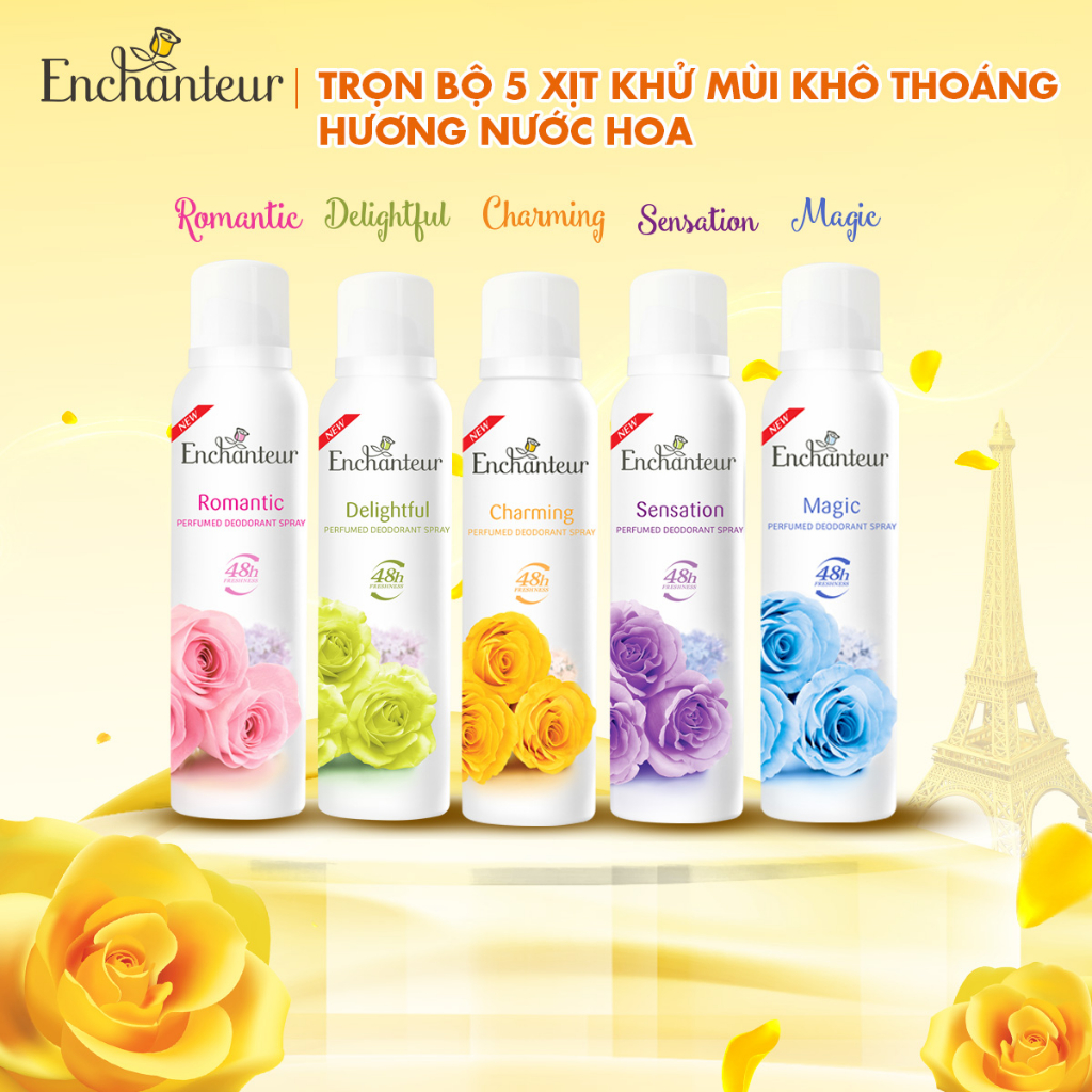 Combo 2 Xịt Khử mùi Enchanteur Charming và Sensation 150ml/Chai