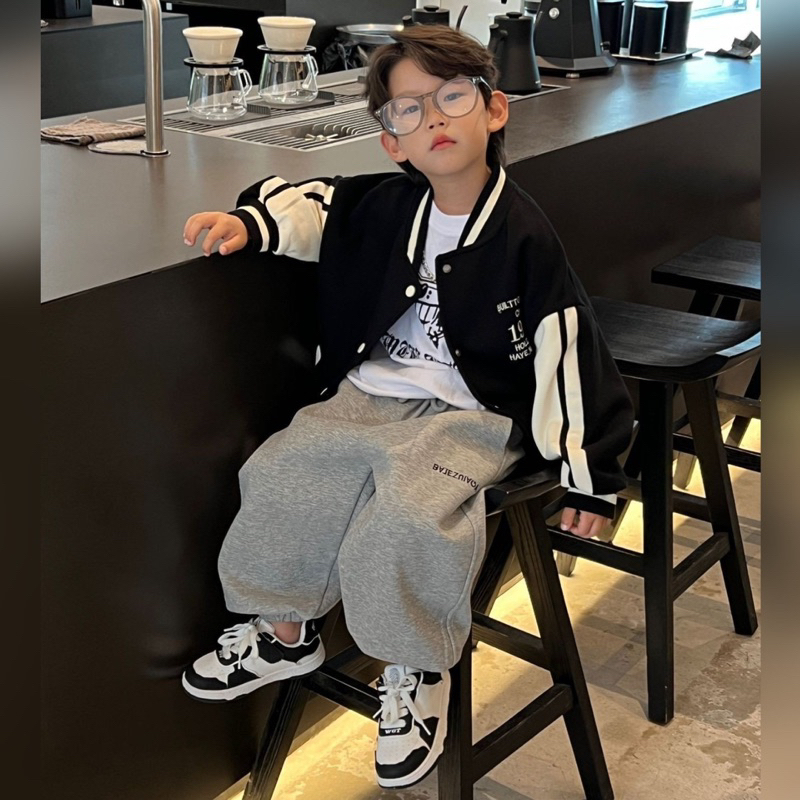 Áo khoác bomber bé trai 1986 A360 size 90-140, áo bóng chày trẻ em quảng châu cao cấp