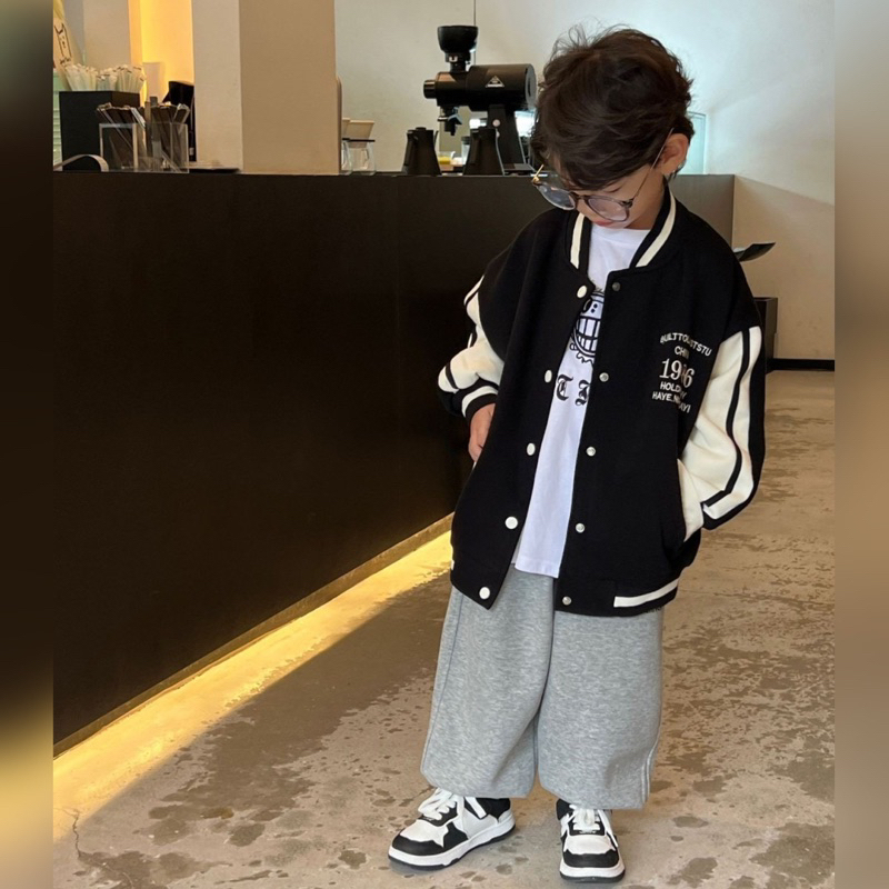 Áo khoác bomber bé trai 1986 A360 size 90-140, áo bóng chày trẻ em quảng châu cao cấp