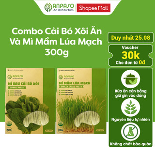 Combo 2 Vị Mì Hữu Cơ Giảm Cân Organic Rau Củ Cải Bó Xôi Và Mầm Lúa Mạch Anpaso, Eat Clean, Ăn Chay 300gr/gói