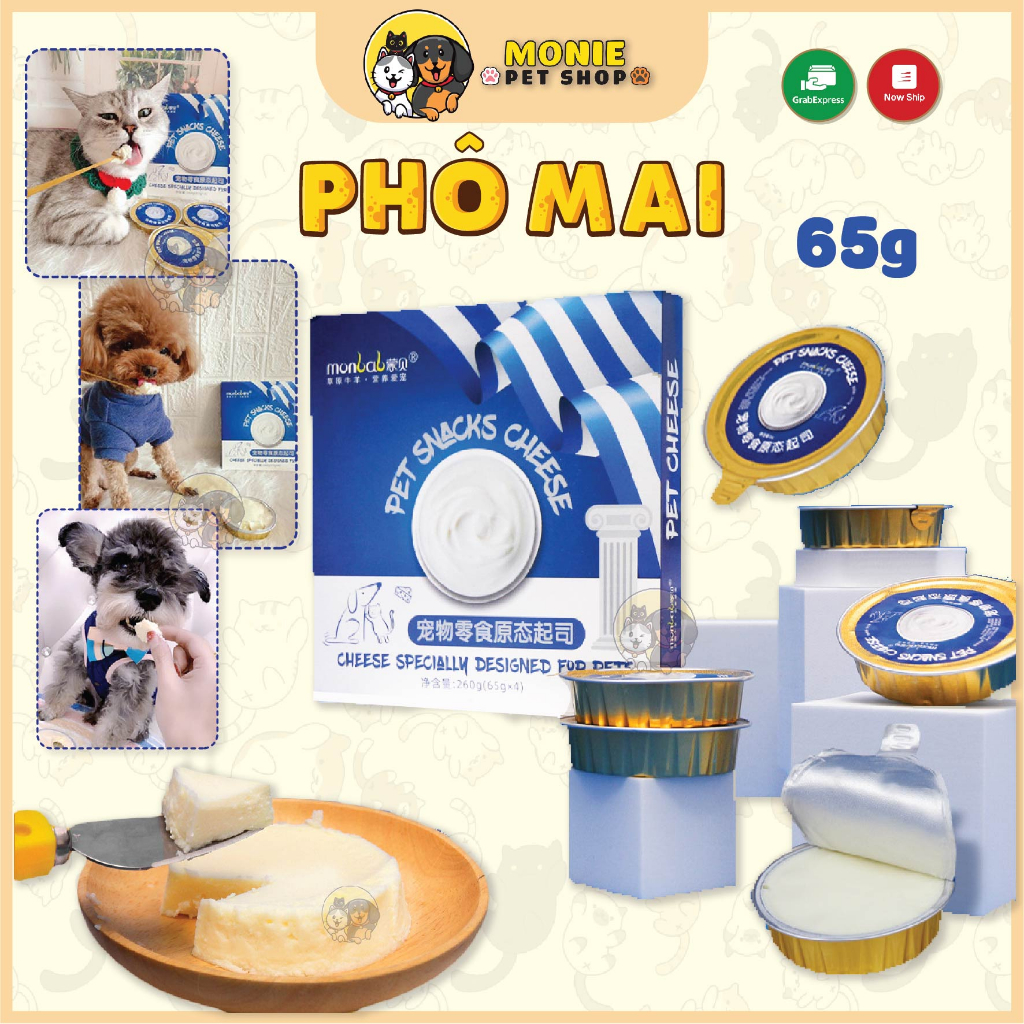 Phô mai cho chó mèo, Phô mai sữa dê Monbab thơm béo dinh dưỡng cho chó mèo 65g