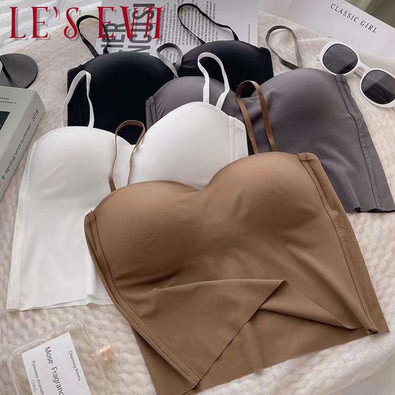 Áo Bra Đúc su 2 dây dáng dài AN03, Áo Ngực Lụa Lạnh Không Đường May Đệm mỏng Dây Đeo Vai Điều Chỉnh Được Cho Nữ - LESEVA