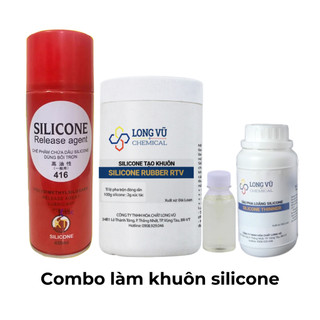 Silicon đổ khuôn dẻo, Combo làm khuôn silicon RUBBER-RTV -Chống Dính 416 + 200Ml Dầu Pha Loãng + 1Kg Silicon