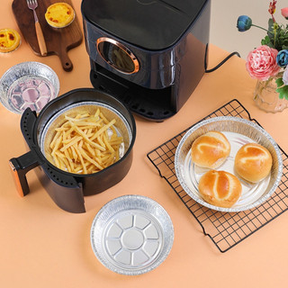 Combo 50 khay giấy bạc lót nồi chiên không dầu cỡ 24cm 22cm 18cm loại dày đẹp có thẻ tái sử dụng - lót nồi chiên nướng