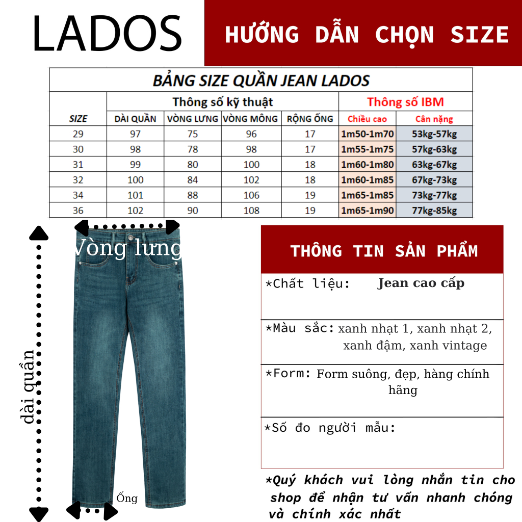 Quần jean nam co giãn cao cấp trơn Lados-4068 Form suông chuẩn, thoải mái, không xù lông, ra màu