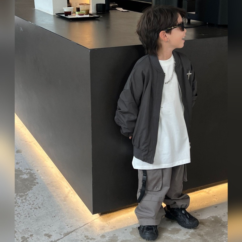 Quần thô bé trai xám suông có dây rút gấu Q225 size 90-140, quần dài trẻ em thu đông cao cấp