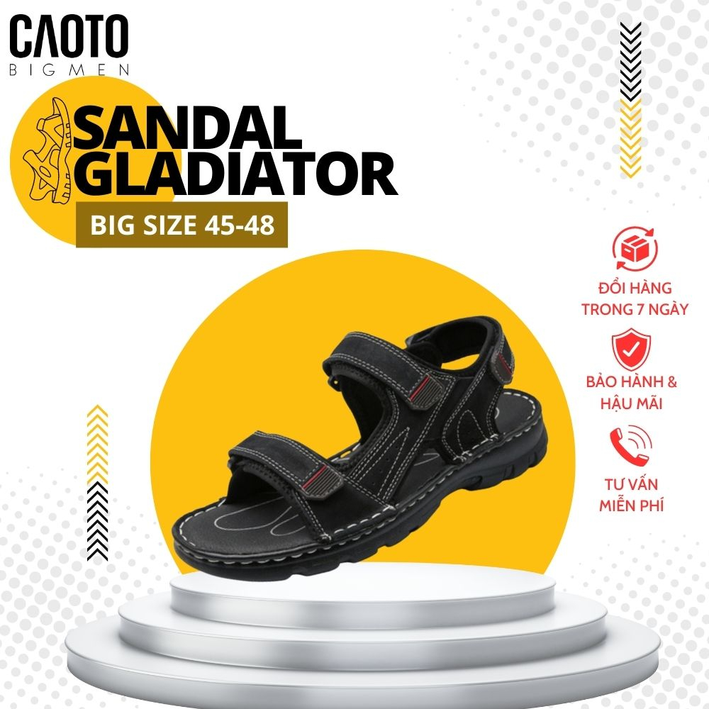 Giày Sandal Nam Size Lớn 45 46 47 48 - Sandal Gladiator Black Mens Big Size