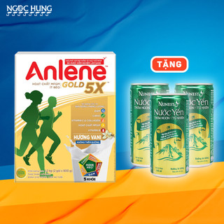 1 hộp Anlene Gold 5X hương vani 1.2kg tặng 3 lon nước yến Nunest 190ml