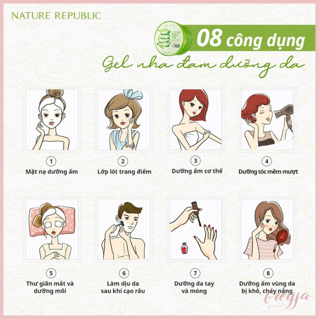 Gel Dưỡng Ẩm Nature Republic Chiết Xuất Lô Hội 300ml  - Soothing & Moisture Aloe Vera 92% Soothing Gel - Dưỡng Ẩm Cho Da