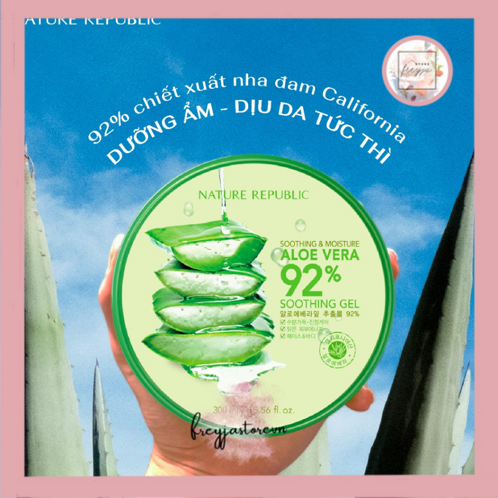 Gel Dưỡng Ẩm Nature Republic Chiết Xuất Lô Hội 300ml  - Soothing & Moisture Aloe Vera 92% Soothing Gel - Dưỡng Ẩm Cho Da