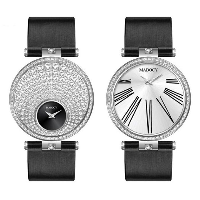 Đồng Hồ Nữ Madocy M81688 Dây Silicone Đen Silver 35mm