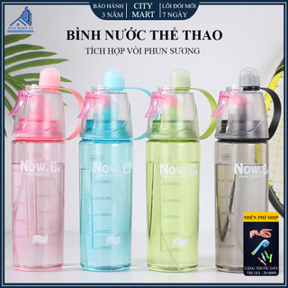 Bình nước thể thao có đầu xịt phun sương thể tích 600ml Bình nước thể thao phun sương 2 in 1 NewE 600ml có vòi xịt.