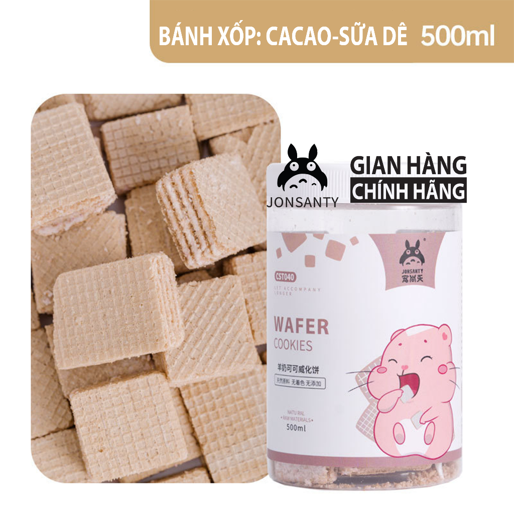Bánh xốp cacao sữa dê JONSANTY mẫu mới hộp 500ml giàu chất xơ, vitamin, khoáng chất cân bằng hệ tiêu hóa khỏe mạnh