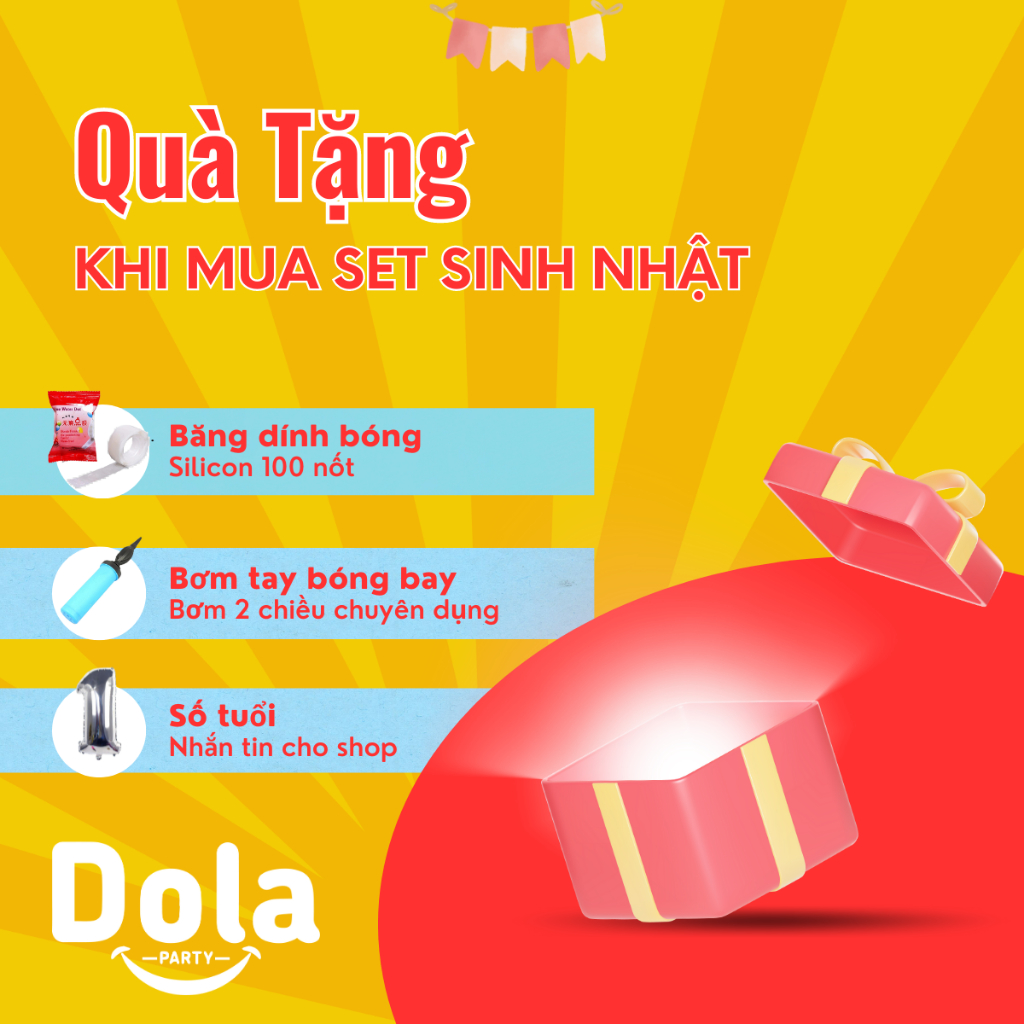 Set trang trí sinh nhật người lớn, tặng kèm số tuổi sinh nhật, bơm tay bóng bay và băng keo