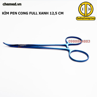Panh kẹp cong full xanh 12,5 cm dùng trong y tế