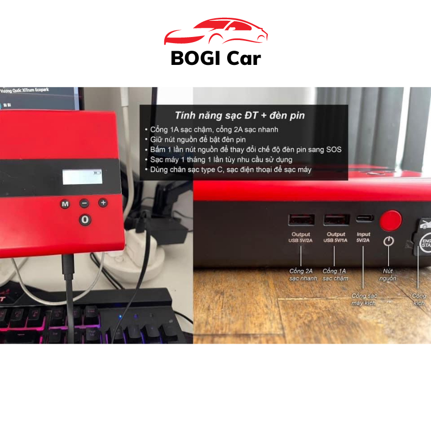 Bộ Kích Bình Ác Quy Ô Tô,xe máy Dung Lượng 89.000mAH Tích Hợp Đa Chức Năng 4 in 1 - BoGi
