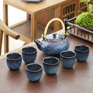 Bộ ấm chén trà gốm sứ men hỏa biến cao cấp AC7
