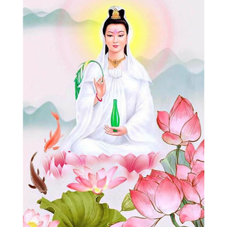 Tranh đính đá tự làm - mẹ quan thế âm bồ tát