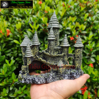 Mô hình tiểu cảnh lâu đài cổ kính mái nhọn trang trí hồ cá cảnh, bể thủy sinh, bonsai, hồ bán cạn