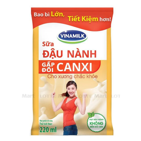 Sữa Đậu Nành Vinamilk Gấp Đôi Canxi Bịch 220ml