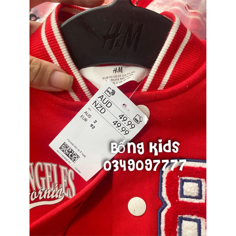Áo Bomber Bé Trai Số 84 Đỏ HaM