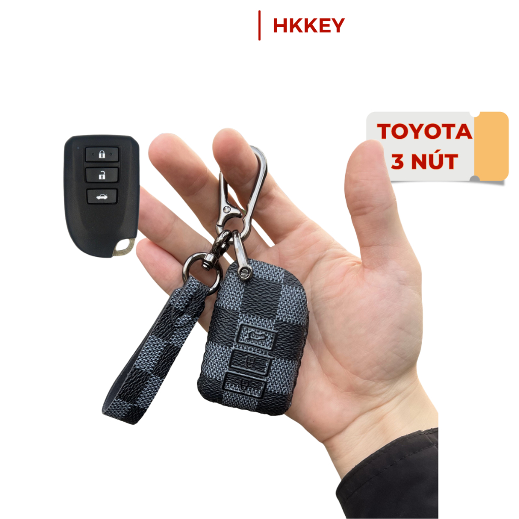Bao da chìa khóa Smartkey Toyota 3 nút (Toyota Vios, Toyota Wigo,Toyota Yaris) da Canvas L V xẻ túi