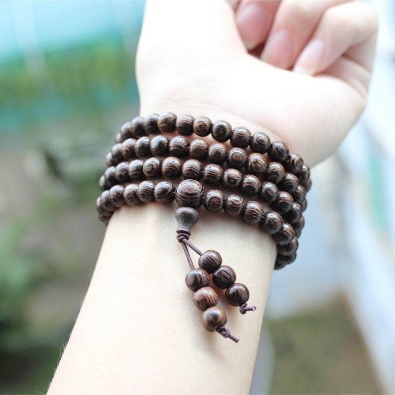 *Kho sỉ* Vòng 108 Hạt Gỗ Mân Tự Nhiên (Mun Đuôi Công)_Vòng Phong THủy,Vòng Đeo Tay,Đeo Cổ.