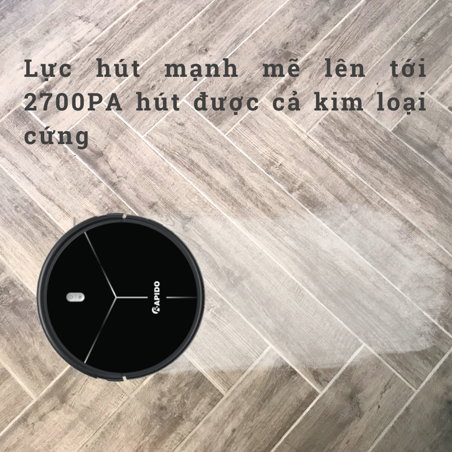 Robot hút bụi và lau nhà Rapido hecquyn 1 lực hút 2700PA, sạc pin tự động, có app và điều khiển từ xa