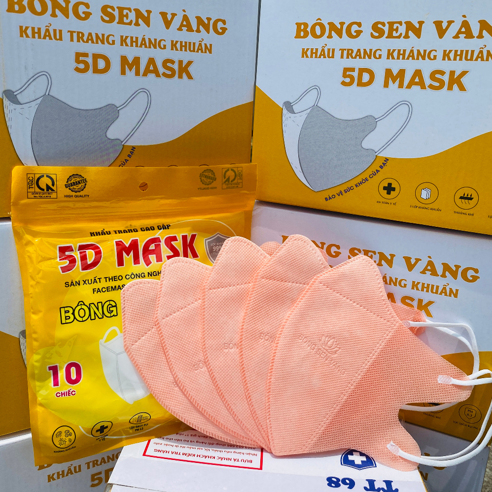 Thùng 500c Khẩu Trang 5D Bông Sen Vàng