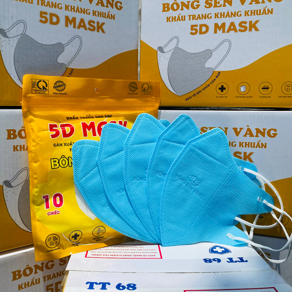 Thùng 500c Khẩu Trang 5D Bông Sen Vàng