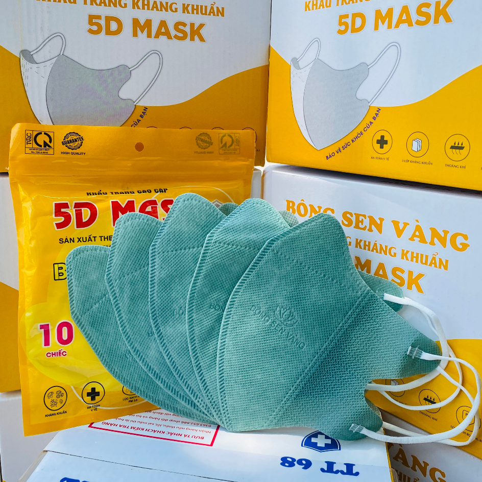 Thùng 500c Khẩu Trang 5D Bông Sen Vàng