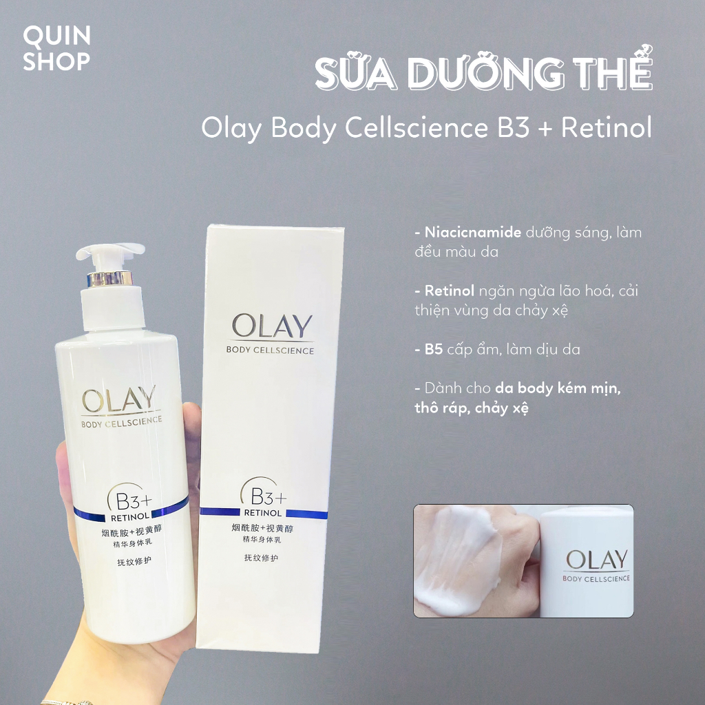 Sữa Dưỡng Thể Trắng Da, Chống Lão Hóa Olay Body Cellscience B3 + Retinol, B3 + Vitamin C, E Body Lotion