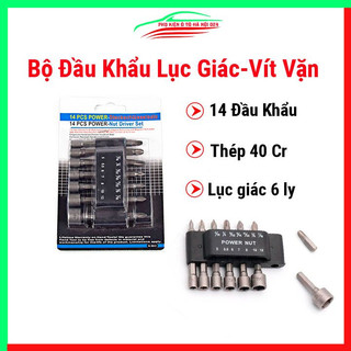 Bộ đầu khẩu lục giác-vít vặn ốc bằng máy khoan 14 chi tiết da dụng hàng chuẩn