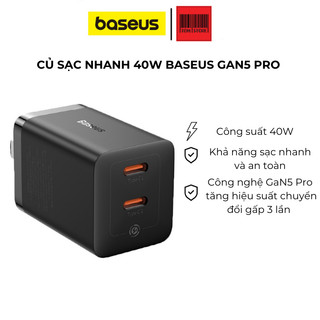 Củ sạc nhanh baseus gan5 pro fast charger c+c 40w dùng cho i.p.h.o.n.e s.a.m.s.u.n.g m.a.c.b.o.o.k i.p.a.d
