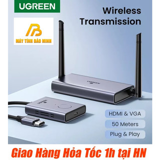 Bộ phát nhận tín hiệu hdmi+vga không dây 50m 1080p@60hz sóng 5ghz ugreen 50633 - hàng chính hãng