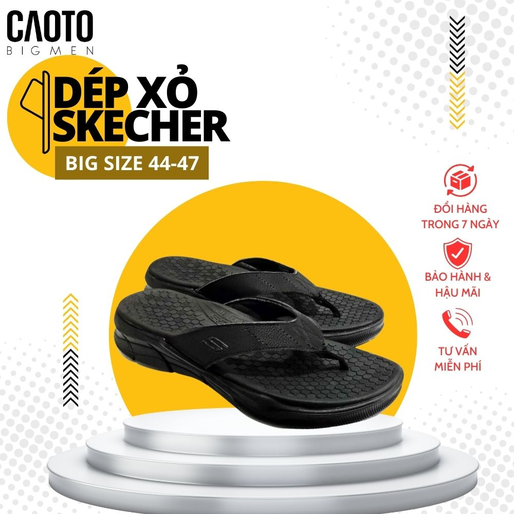 Dép Skechers Xỏ Đế Dày Màu Đen Big Size - Dép Nam Crocs Size Lớn 45 46 47 48