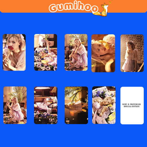 (UNOFF) Set 9 Card Rosé bông bo góc cán 2 mặt thành viên Blackpink Gumihoo