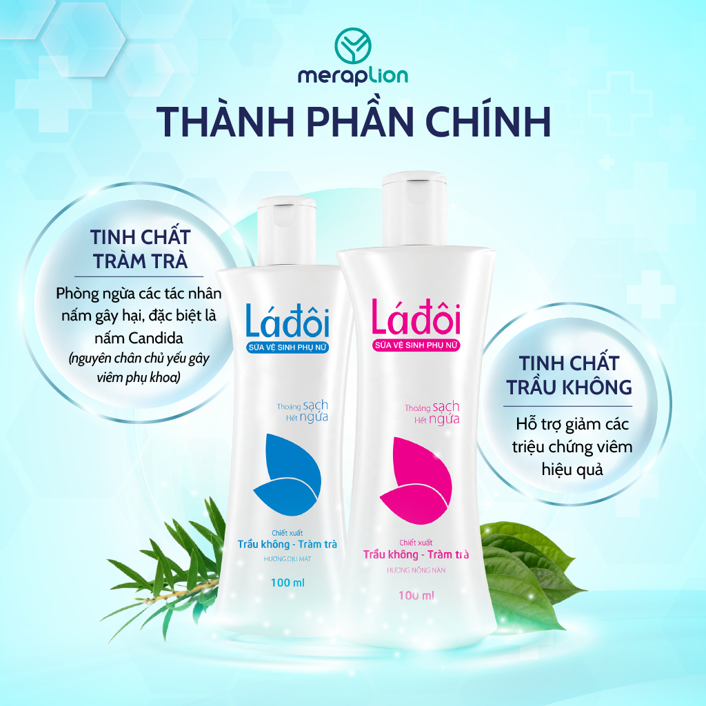 Sữa vệ sinh phụ nữ LÁ ĐÔI 100ml làm sạch tác nhân gây ngứa, mùi và viêm nhiễm phụ khoa