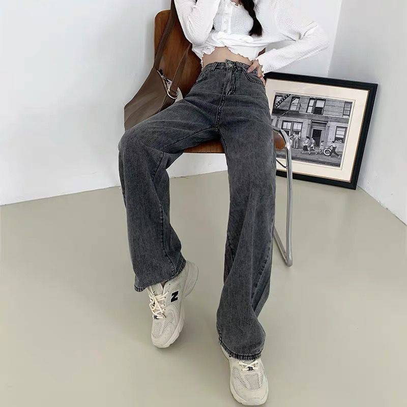 Quần bò suông nữ màu xám tro ống rộng QuanJeansuong9875 P7K6