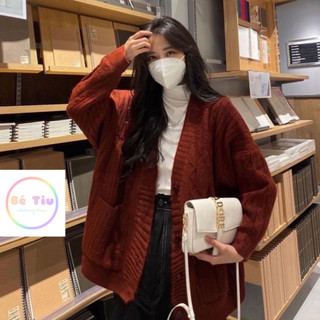 Áo Khoác len, Áo Len Cardigan Phối Sọc Thừng Áo Bigsz Cổ V Basic Dễ Phối Đồ Phù Hợp Mặc Đi Chơi Bé Tiu