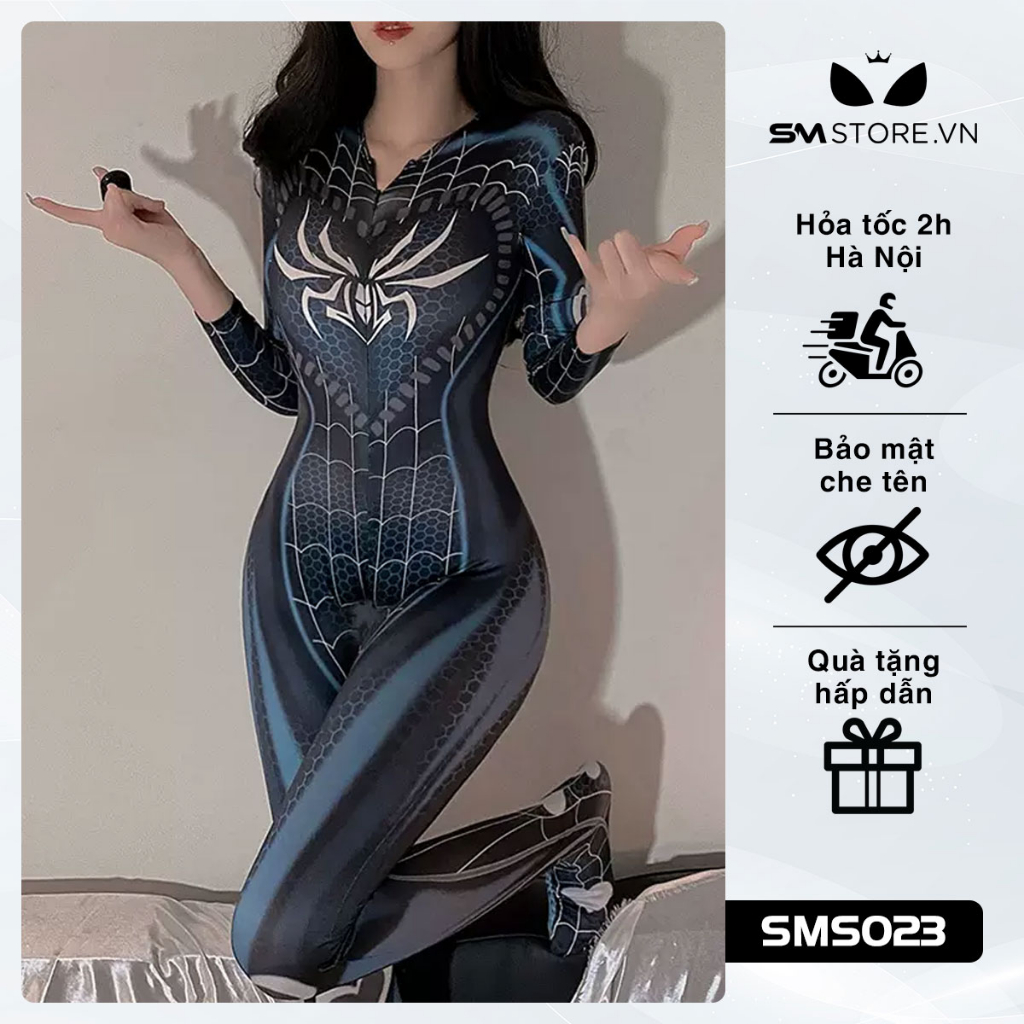 (Sẵn + hỏa tốc) Cosplay người nhện thiết kế ôm body sexy, khóa kéo hở đáy - SMS009