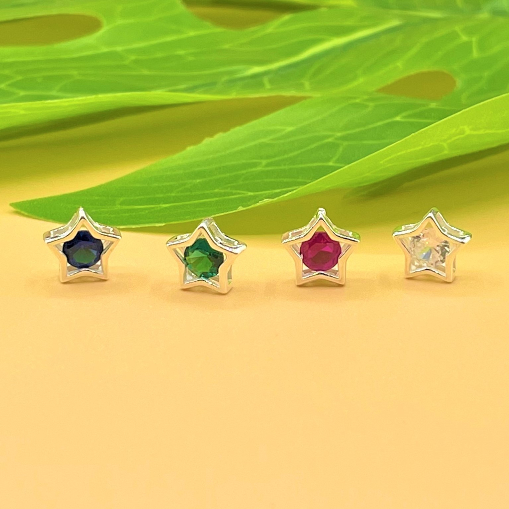 Charm nối ngôi sao 8.2 mm bạc trắng đính đá nhiều màu - Charm Bạc 925 - Mã CB955